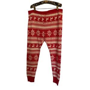 Old Navy Christmas Pajama Pants XL – Red Fair Isle Reindeer Snowflakes